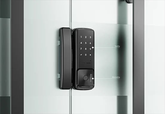 Fechadura Digital Intelbras MFR 4000 para Porta de Vidro com Biometria e Senha